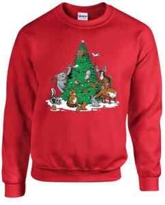 Christmas Tree Animals Ugly Christmas Sweater Mens Gifts Holiday Spirit - Picture 1 of 1