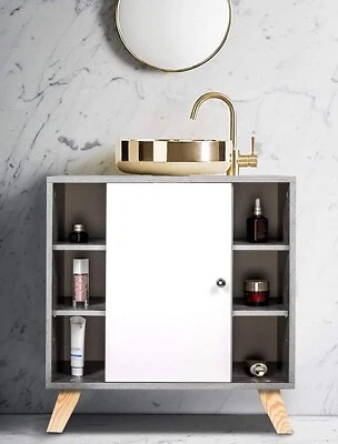 Винтажный напольный шкаф EUGAD для раковины раковины раковины шкафа ванной комнаты с - Изображение 1 из 4