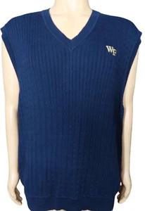 Wake Forest Demon Deacons Embroidered Navy Blue Sweater Vest Sz 2XL XXL - Picture 1 of 4