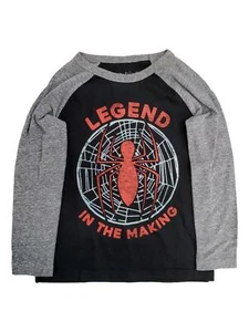 Spider-Man Boys Black & Gray Long Sleeve Legend In The Making Tee Shirt - Picture 1 of 1