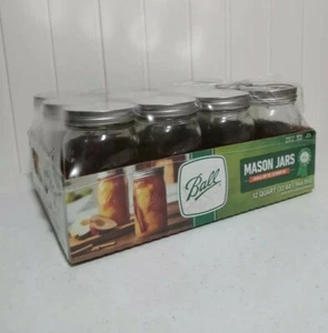 Ball mason jars WIDE MOUTH Quart ( 32oz) Set Of 12. - Picture 1 of 5