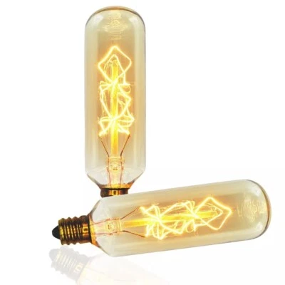 Vintage Edison Bulb T25 Tube Spiral 40w E12 Base small 2pack - Image 1 of 2