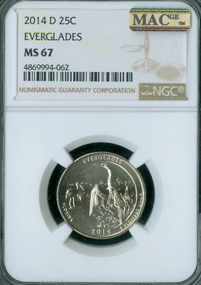 2014 D EVERGLADES PARKS QUARTER NGC MS67 MAC SPOTLESS . - Image 1 of 2