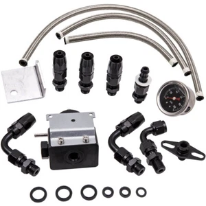 Universal Adjustable Fuel Pressure Regulator Kit + 100psi Gauge AN 6 Fitting End - Imagen 1 de 12