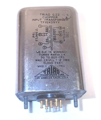 TRIAD G 22 CHOPPER INPUT TRANSFORMER (TFIQXO9YY) WKG.V 175V, 7 GOLD CONNECTORS - Image 1 of 4