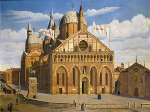 BASILICA OF SAINT ANTONY A. Perrot Tile Mural Wall Backsplash Art Marble Ceramic - Picture 1 of 7