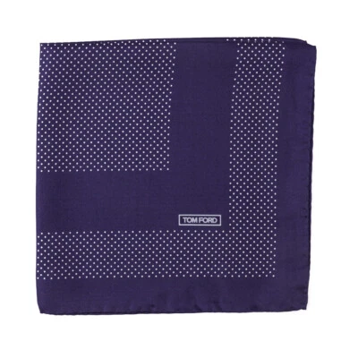 New $180 TOM FORD Midnight Blue Dot Print Silk Pocket Square - Image 1 of 4