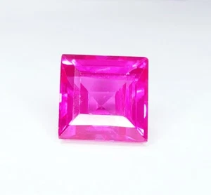Certified Natural Pink Sapphire 9.52 Ct Loose Gemstone Princess Cut Sapphire Gem - Foto 1 di 10