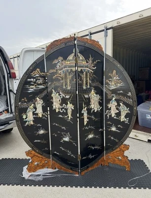 vintage Asian Mother of Pearl Circle Room Divider 73´´H - Image 1 of 4