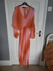 BNWT Dorothy Perkins sheer ombre orange pink beach summer maxi cover up XS - Picture 1 of 3