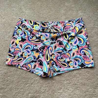 Pantalones Cortos Island Escape Para Mujer Multicolor Paisley Frontal Tie Board - Talla 16 - En muy buen estado Foto 1 de 4