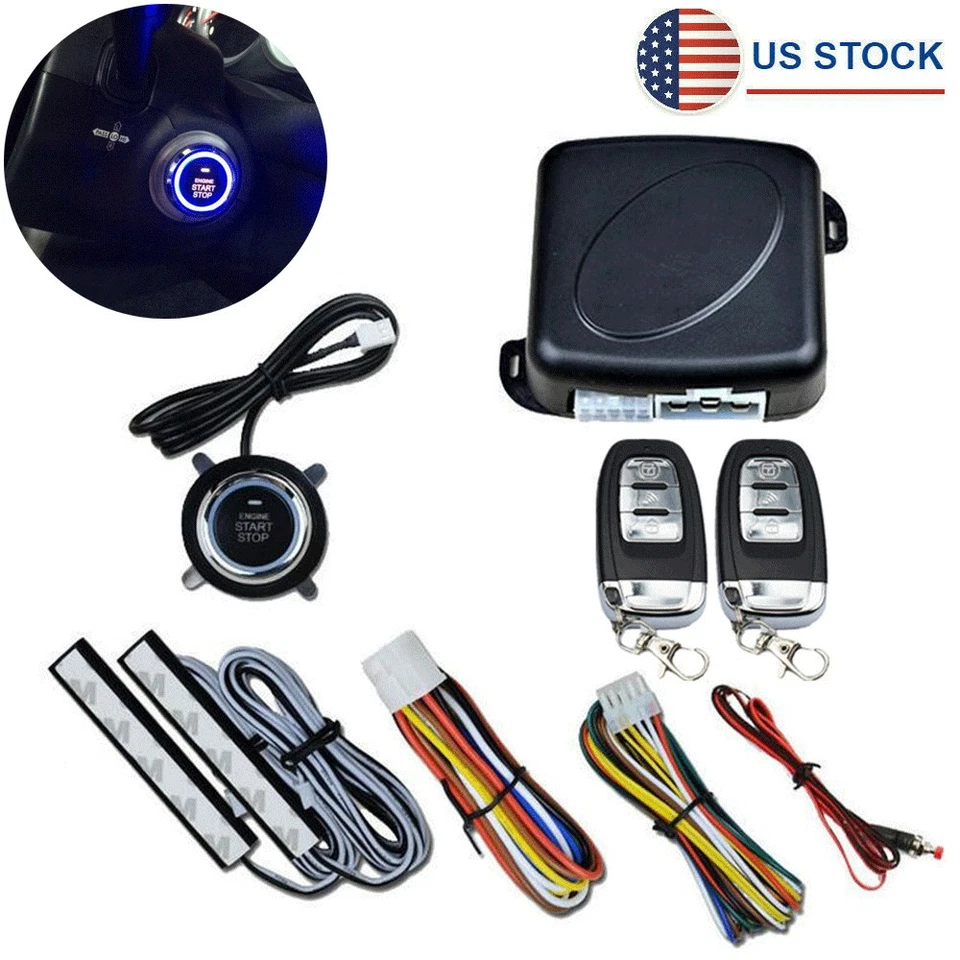 8pcs Car Alarm System Keyless Entry Engine Start Stop Push Button Remote Starter - Image 1 of 4