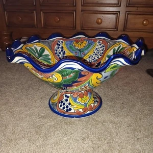 La Maceta Talavera Pottery Hand Painted In Mexico Large Ceramic Fruit Bowl - Picture 1 of 15
