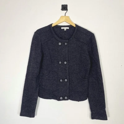 Cárdigan Cabi Gris 100% Lana Doble Pecho Recortado Pequeño Botón Frontal Foto 1 de 4