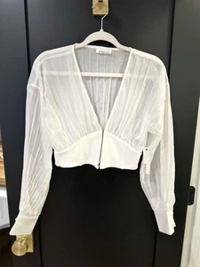 NWT Steele XS Crop Sheer Corset Long Sleeve Blouse - Picture 1 of 8