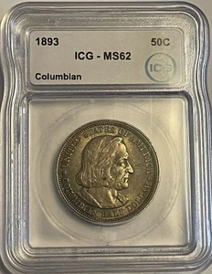 1893 50C MS62 Columbian Half Dollar ICG Graded Silver Classic – Expo Commem - Picture 1 of 2