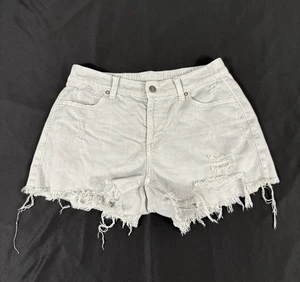 Aerie Damen grau elastische Taille abgenutzt abgeschnitten Denim Shorts S - Bild 1 von 11