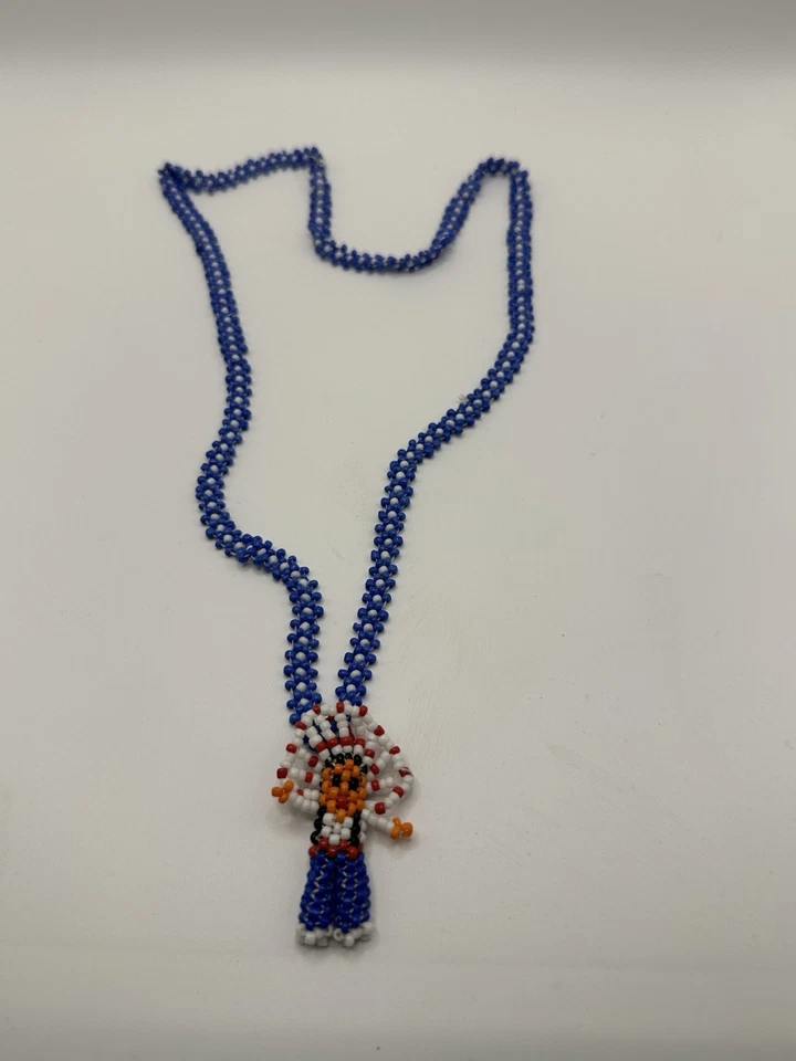 Collar colgante jefe con cuentas de semillas hecho a mano por nativos americanos 22" Foto 1 de 4