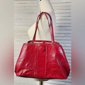 Coach Patent Red Leather Tote Bag. Good Used Condition. Measurements provided - Imagen 1 de 14