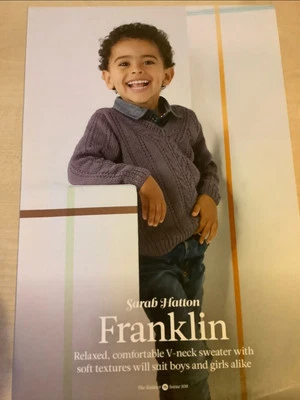 FRANKLIN  - Childs V Neck Sweater  - Knitting Pattern - by SARAH HATTON - Image 1 of 4