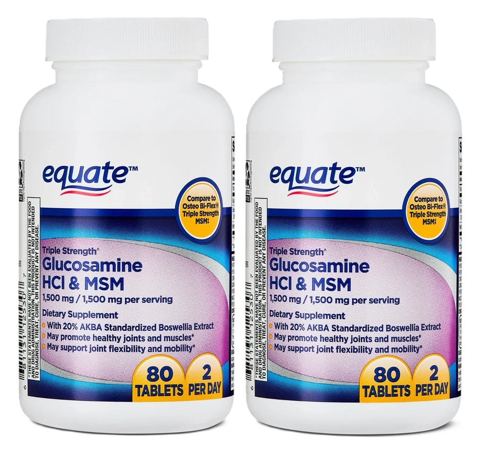 Equate Glucosamina HCI y MSM Suplemento Dietético Salud y Apoyo Articular, 2x80 Ct Foto 1 de 1