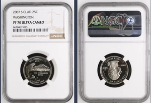 2007-S 25c CLAD NGC PF70UCAM WASHINGTON QUARTER PROOF ULTRA CAMEO PR 70 WA - Picture 1 of 1