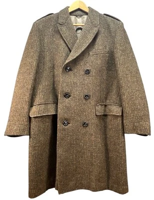 Harris Tweed Double Chester Coat Brown Men's Made In England - Image 1 of 4