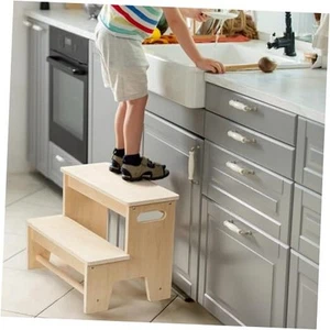Step Stool for Kids, Toddler Step Stool for Bathroom, 2 Step Kids Stool Wooden - Picture 1 of 7