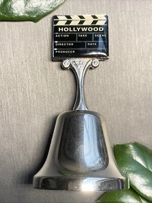 Vintage HOLLYWOOD Hand Bell Polished Silvertone Estate Pre-Owned Unusual - Image 1 of 4