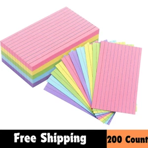 200-Count Colored Index Cards 3x5 – Ruled Note Cards for Studying, School, Offic - Picture 1 of 6