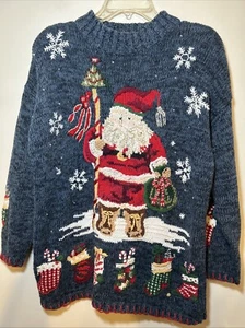 Maglione Babbo Natale Vintage 2000 TIARA INTERNATIONAL Ricamato Brutto Natale Tg M - Foto 1 di 24