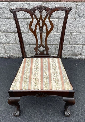 Antique Saybolt Cleland Chippendale Side Chair 38” X 24” X 21”  Seat 18 1/2 Cover