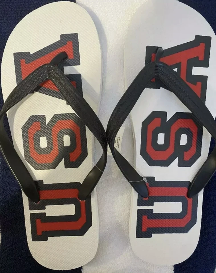 Chanclas Old Navy para hombre estampado EE. UU. rojas, blancas, azules talla 8-9 nuevas con etiquetas Foto 1 de 1