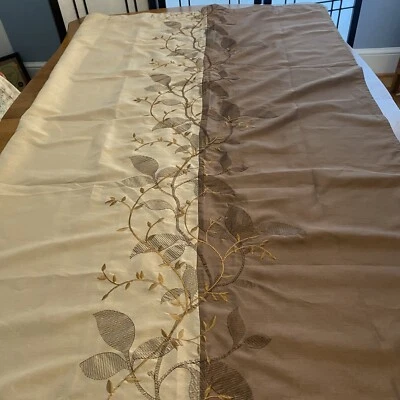 Croscill Chapel Hill Embroidered Shower Curtain Brown Fabric Landon Leaf 70x75L - Image 1 of 4