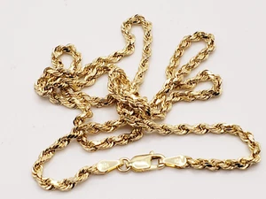 10KT Yellow Gold Semi Solid Rope Chain 20.02 inches x (W)3.03mm Lobster Clasp - Picture 1 of 7
