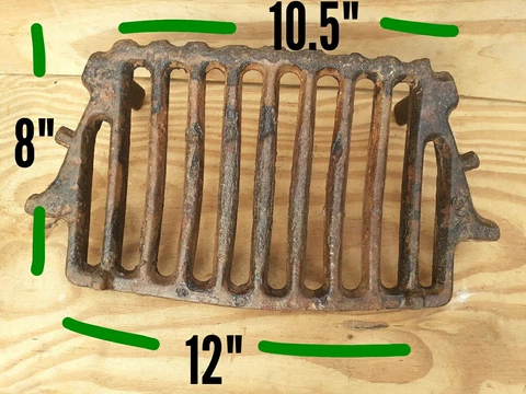 Vintage Old Antique cast Iron Fire Grate Grill Fireplace 12"x8x10.5"  legged 2 Cover