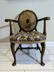 Cane Octagonal Armchair Queen Anne Legs Carver Original FREE POSTAGE - Picture 1 of 23