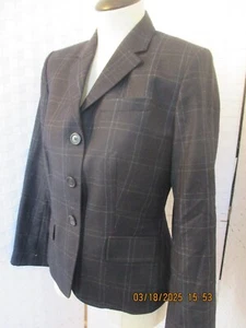 J. Crew Navy Blue Check Wool Blazer Womens sz 8 - Picture 1 of 9