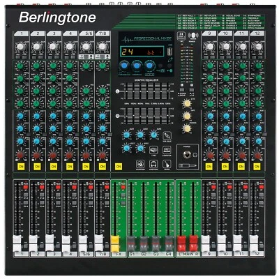 Berlingtone BR-212MX,12-Channel Professional Bluetooth Audio Mixer, 24 DSP EFX - Image 1 of 4