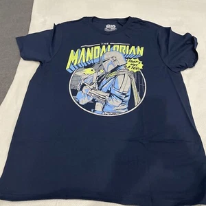 NEW Star Wars Mandalorian Mando & Grogu Navy Graphic Mens T-Shirt Size XL (46-48 - Picture 1 of 2