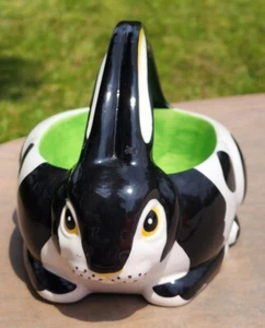 Department 56 Ceramic Easter Bunny Rabbit Basket Spring Planter - Picture 1 of 12