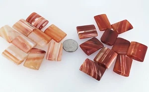 Natural carnelian rectangle beads 25mm-30mm. Orange stripe carnelian beads. - Picture 1 of 6