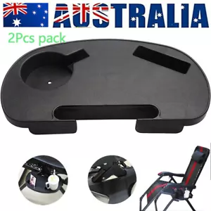 2X Clip On Side Table Tray Cup Holder For Sun Lounger/Camping Chair Outdoor - Picture 1 of 7