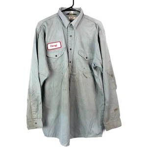Camisa de Trabajo OshKosh B'Gosh Gris Manga Larga Abotonada 38x33 Destruida 1 De Colección - Imagen 1 de 9