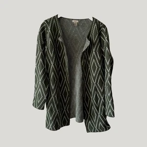 Esciô • Grüner Cardigan Pullover mit Rautenmuster - Bild 1 von 4