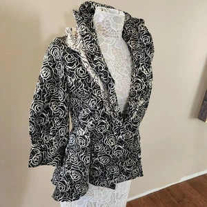 LKNW Black white floral embroidered  blazer jacket IC by connie K S - Picture 1 of 10