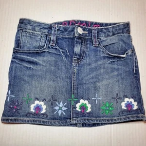 Gap Kids Mini Distressed Denim Jean Skirt Girls Size 8 Denim  crochet flowers - Picture 1 of 6