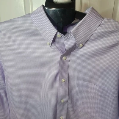 Jos A Bank Signature Collection Dress XL Shirt Purple Checkered Long Sleeve Mens - Image 1 of 4