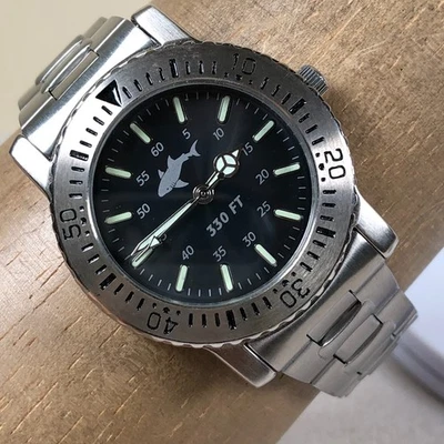 Мужские кварцевые аналоговые часы Freestyle с логотипом Shark Face для дайверов серебристые 39 мм 8 1/4 дюйма - Изображение 1 из 4