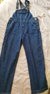 Vintage 90s Bill Blass Jean Bib Blue Denim Carpenter Overalls Womens Large New - Picture 1 of 11